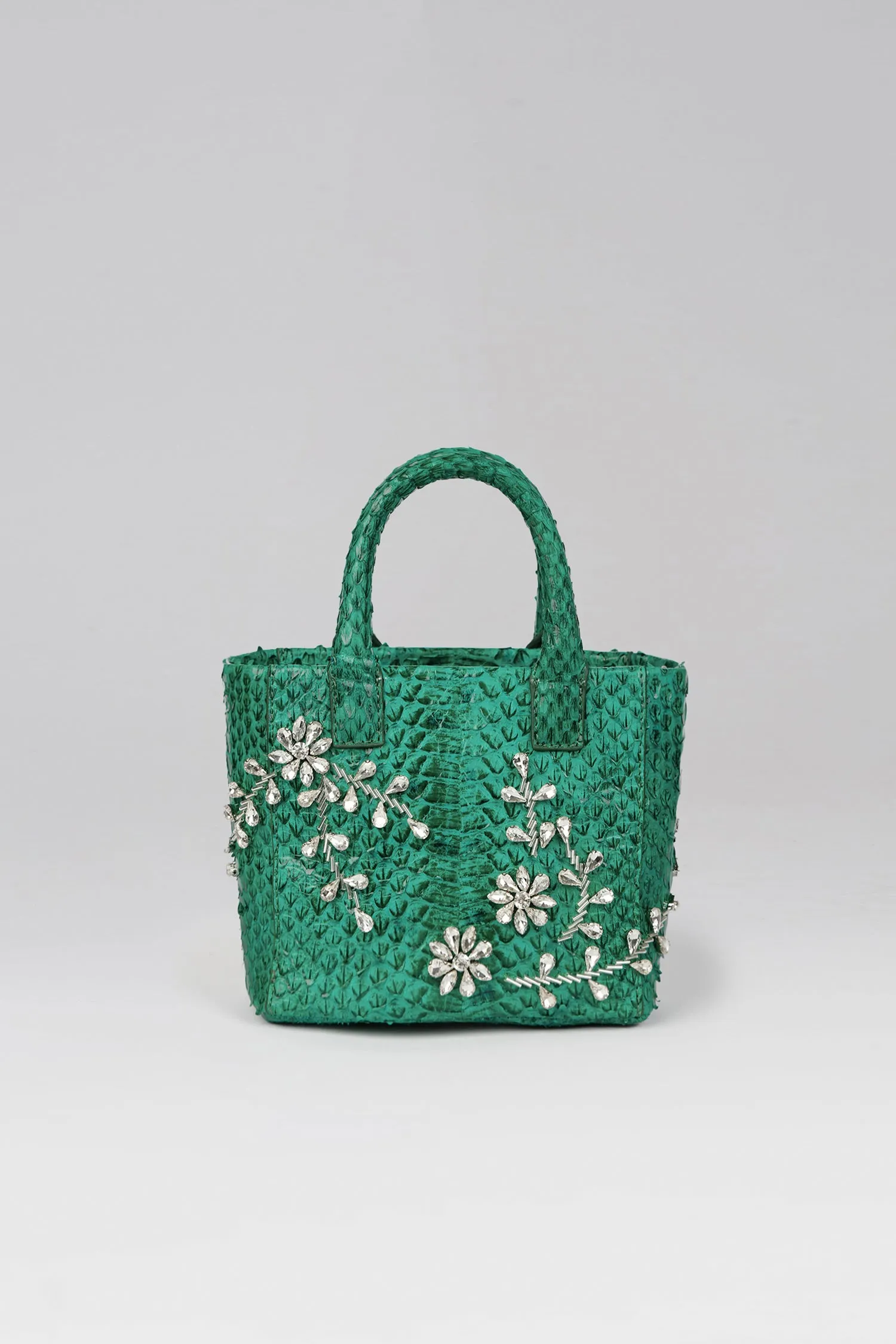 Small Diamond Flower Power Snakeskin Pop Tote