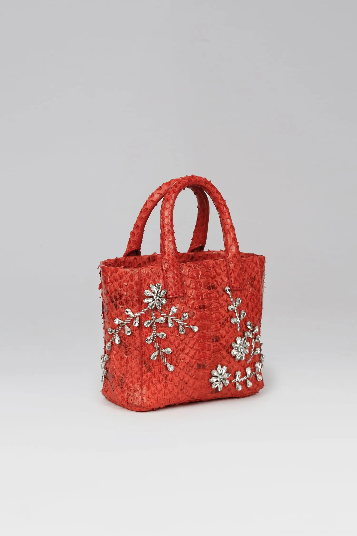 Small Diamond Flower Power Snakeskin Pop Tote