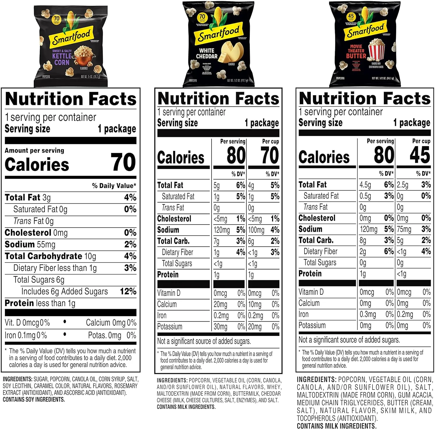 Smartfood Popcorn, Variety Pack, 0.5 Ounce (Pack of 40)