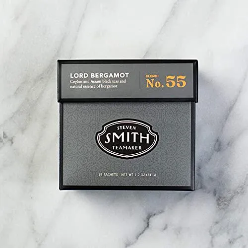Smith Teamaker | Lord Bergamot No. 55 | Sugar-Free, Sustainably Grown, Caffeinated Full Leaf Earl Grey Black Tea with Italian Bergamot Oil (15 Sachets, 1.2oz each)