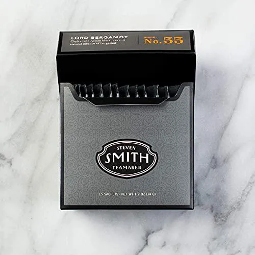Smith Teamaker | Lord Bergamot No. 55 | Sugar-Free, Sustainably Grown, Caffeinated Full Leaf Earl Grey Black Tea with Italian Bergamot Oil (15 Sachets, 1.2oz each)