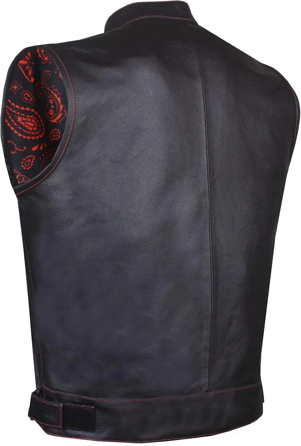 SOA Men's Leather Motorcycle Concealed Gun Pockets Biker Club Vest w/Armor