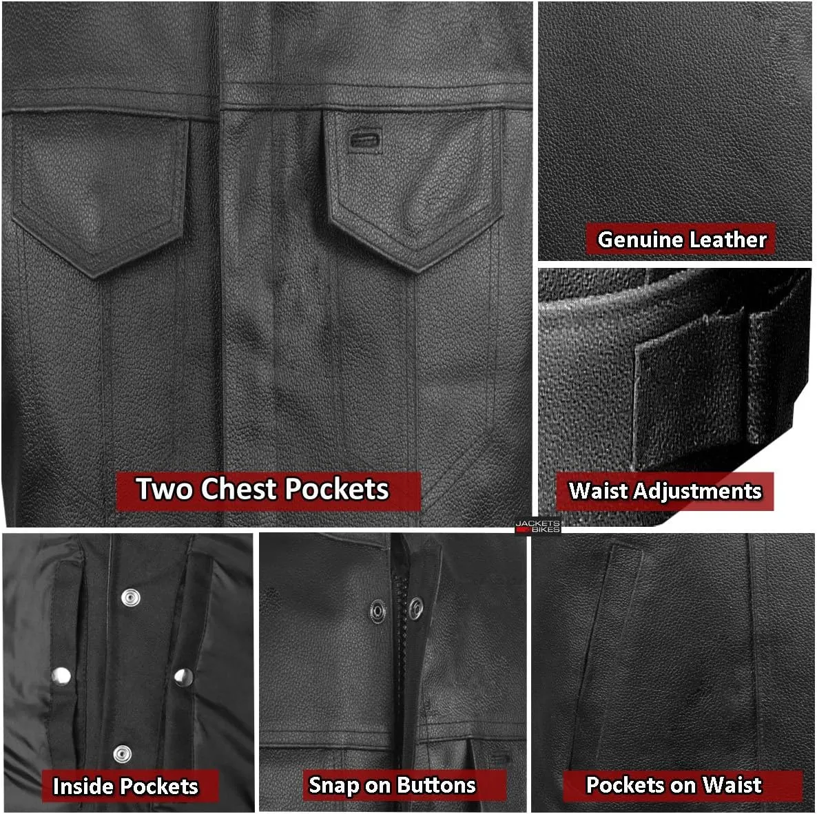 SOA Men's Leather Motorcycle Concealed Gun Pockets Biker Club Vest w/Armor