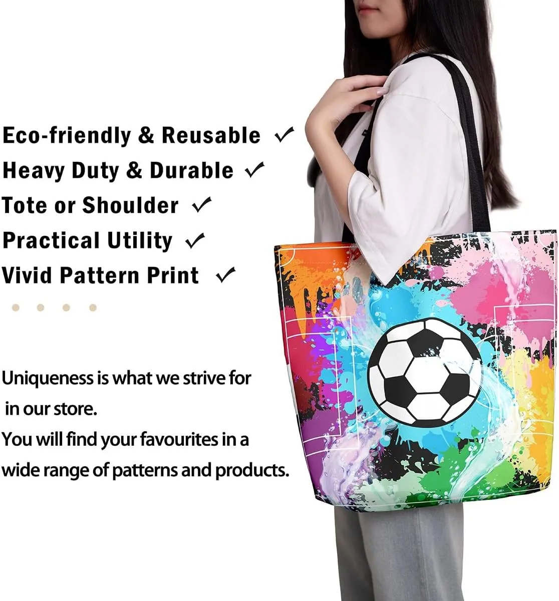 Soccer Shopping Grocery Bags,Football Field Canvas Tote Bag