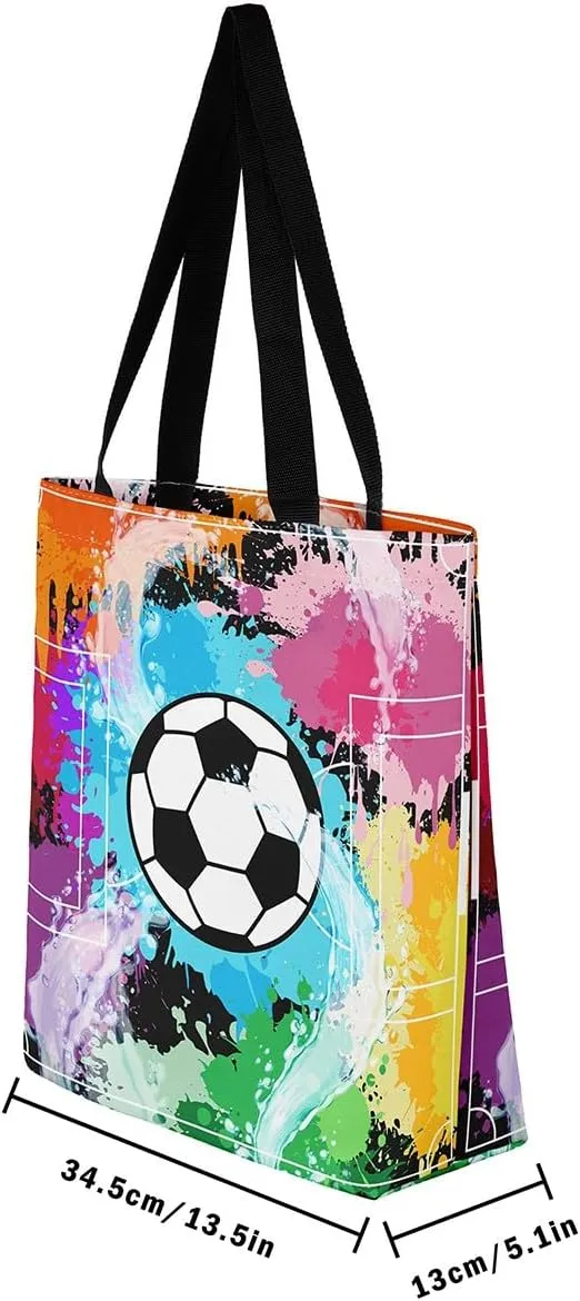 Soccer Shopping Grocery Bags,Football Field Canvas Tote Bag