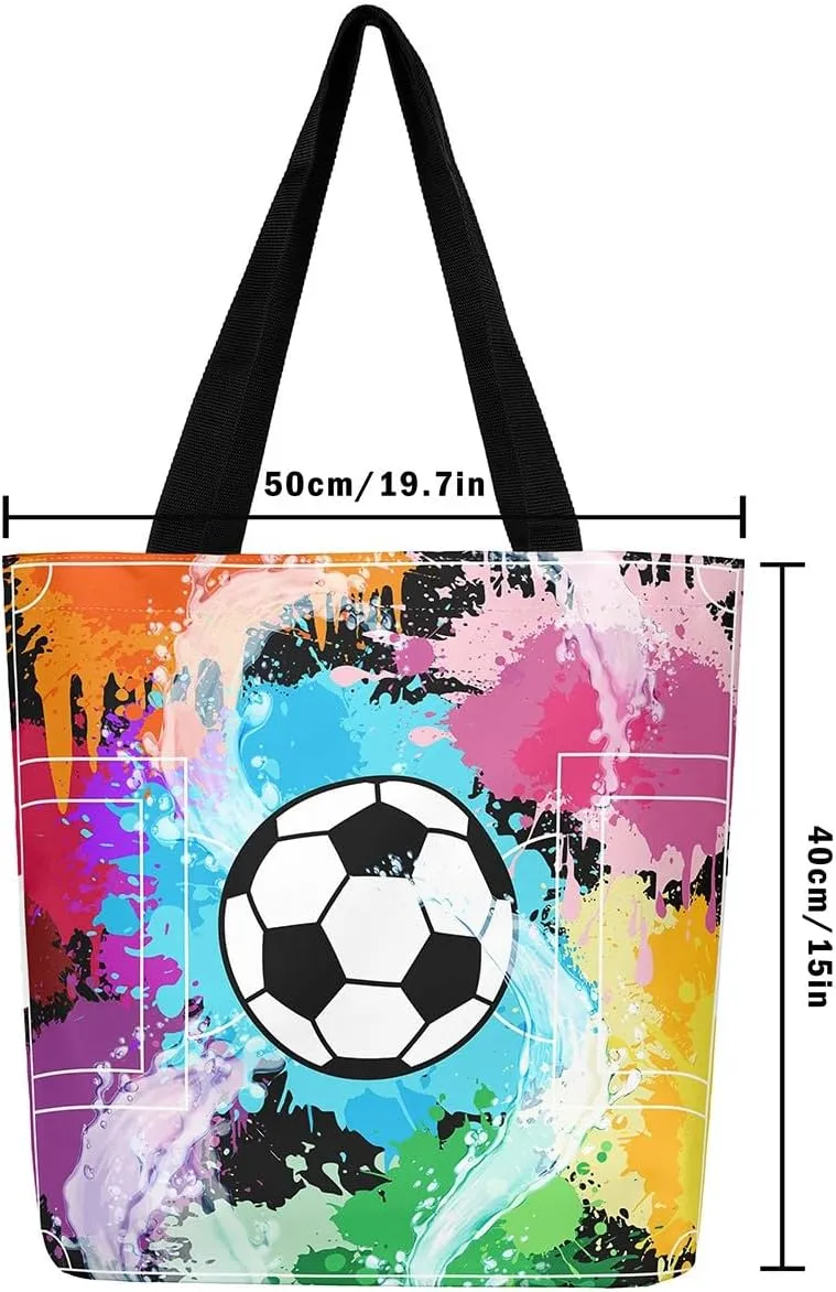 Soccer Shopping Grocery Bags,Football Field Canvas Tote Bag