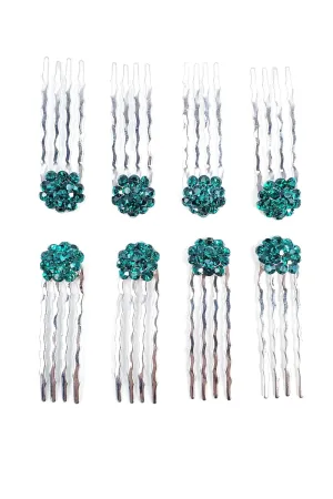 Soho Style Hair Accessories Set - 8 Piece Crystal Decorative Fashion Headband for Women Girls SAM01A-2002 Dark Green