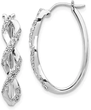 Solid Real 14k White Gold Diamond Earrings - 25mm x 16mm (.506 cttw.)
