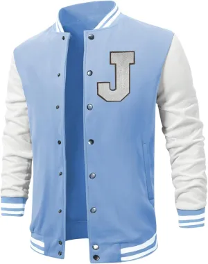 SOLY HUX Men's Bomber Jacket Color Block Letter Graphic Long Sleeve Baseball Varsity Jacket Coat