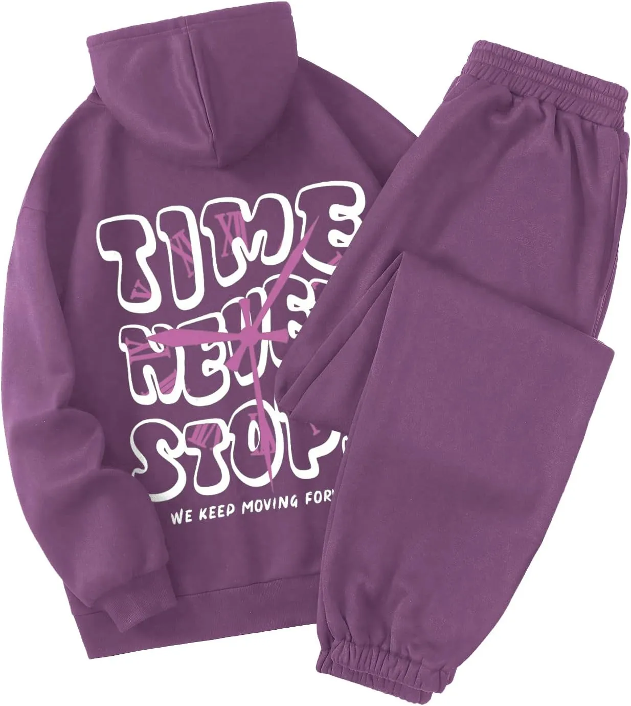 SOLY HUX Women's 2 Piece Outfits Letter Graphic Drawstring Long Sleeve Hoodies Sweatshirt and Sweatpants Set