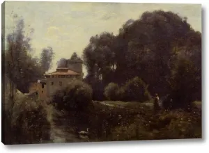 Souvenir of The Villa Borghese by Jean-Baptiste-Camille Corot - 11" x 16" Gallery Wrap Canvas Art Print - Ready to Hang