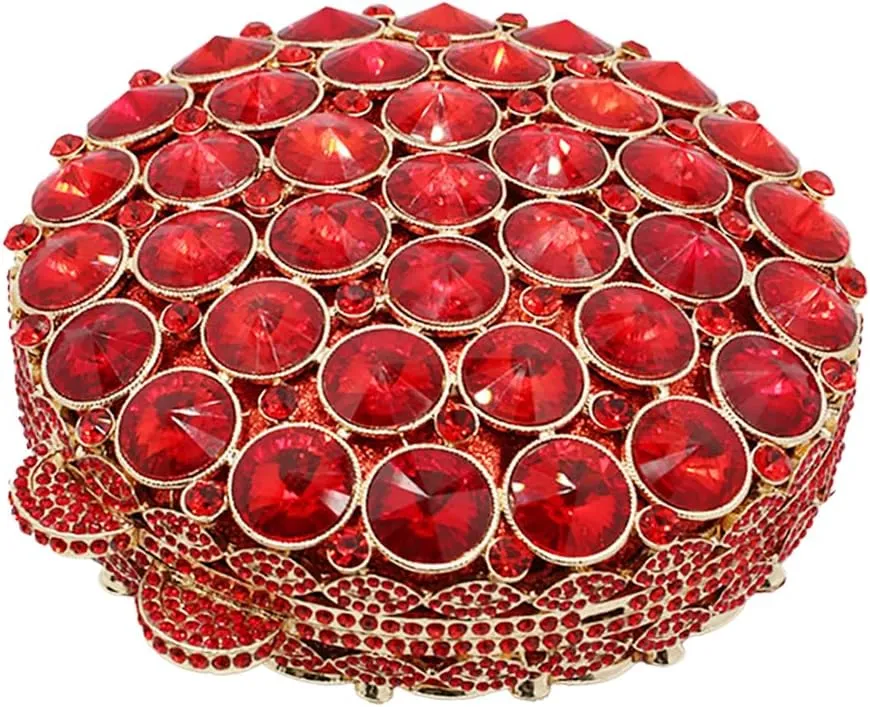 Sparkly Round Shape Evening Bag Luxury Crystal Clutch Formal Rhinestone Purse Party Wedding Cute Handbag