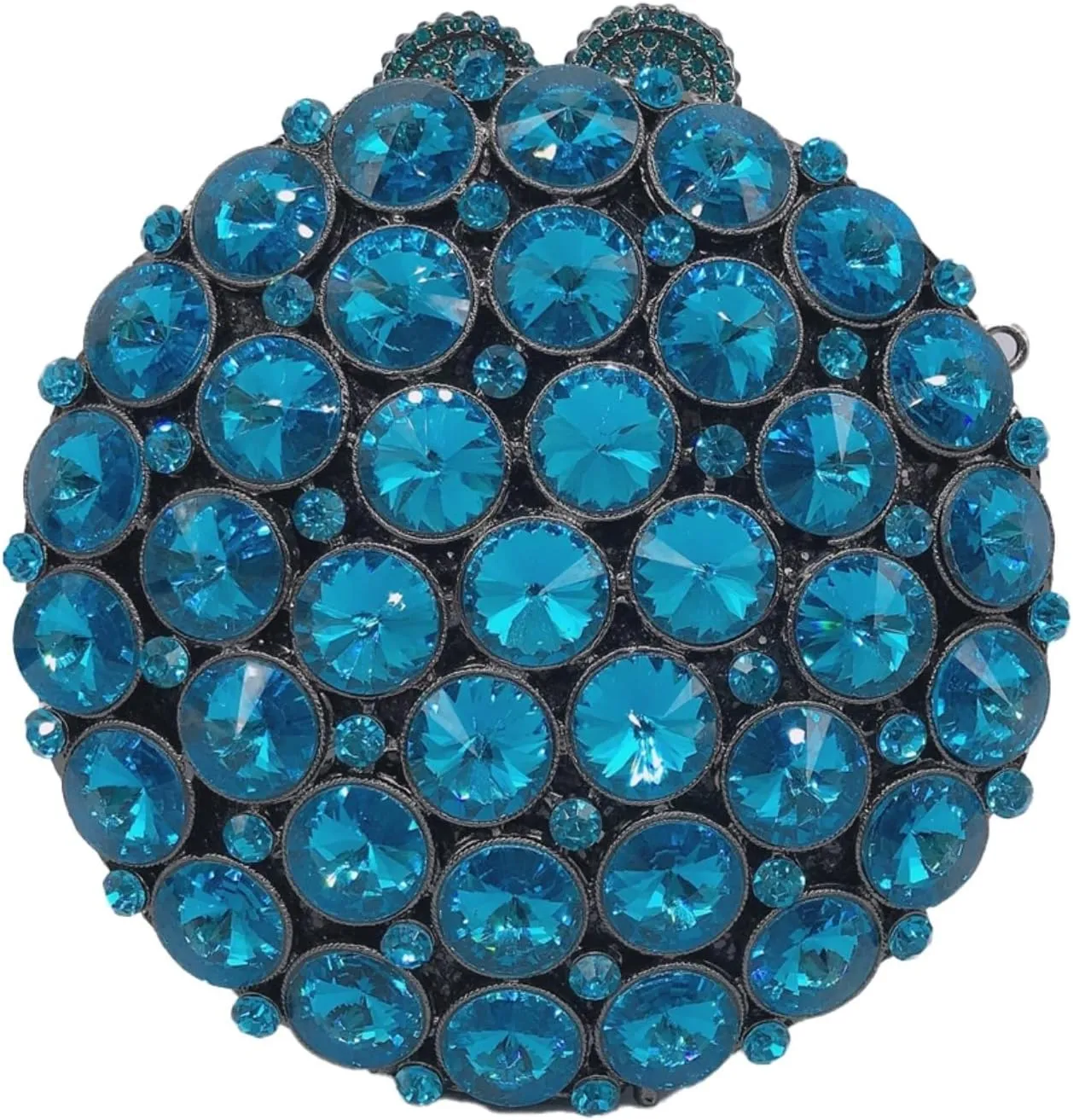 Sparkly Round Shape Evening Bag Luxury Crystal Clutch Formal Rhinestone Purse Party Wedding Cute Handbag