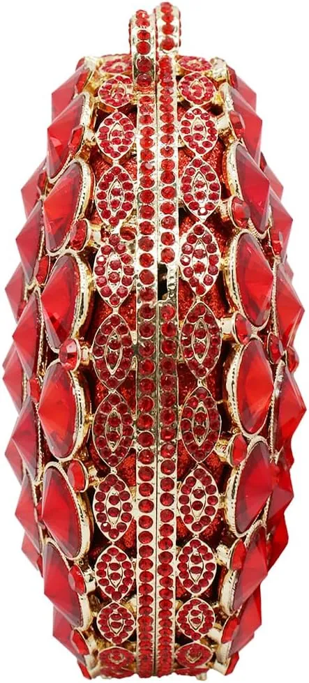 Sparkly Round Shape Evening Bag Luxury Crystal Clutch Formal Rhinestone Purse Party Wedding Cute Handbag