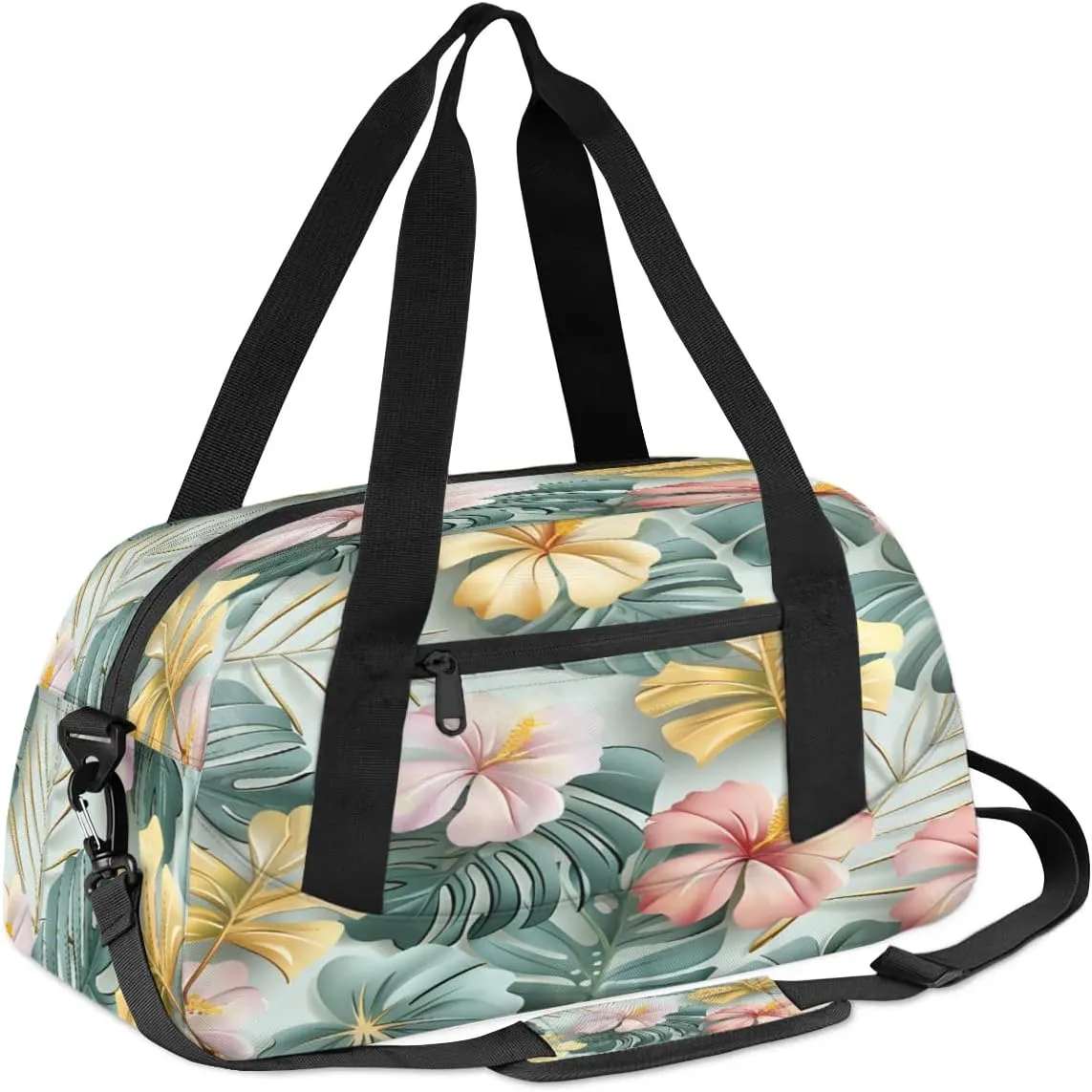 Sport Duffel Bag Flower Fern Leaves Kids Gym Bag Weekender Overnight Bags for Boys Girls Teens Carry On Workout Travel Bag