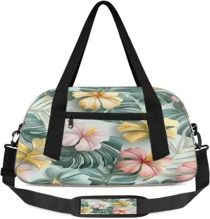 Sport Duffel Bag Flower Fern Leaves Kids Gym Bag Weekender Overnight Bags for Boys Girls Teens Carry On Workout Travel Bag