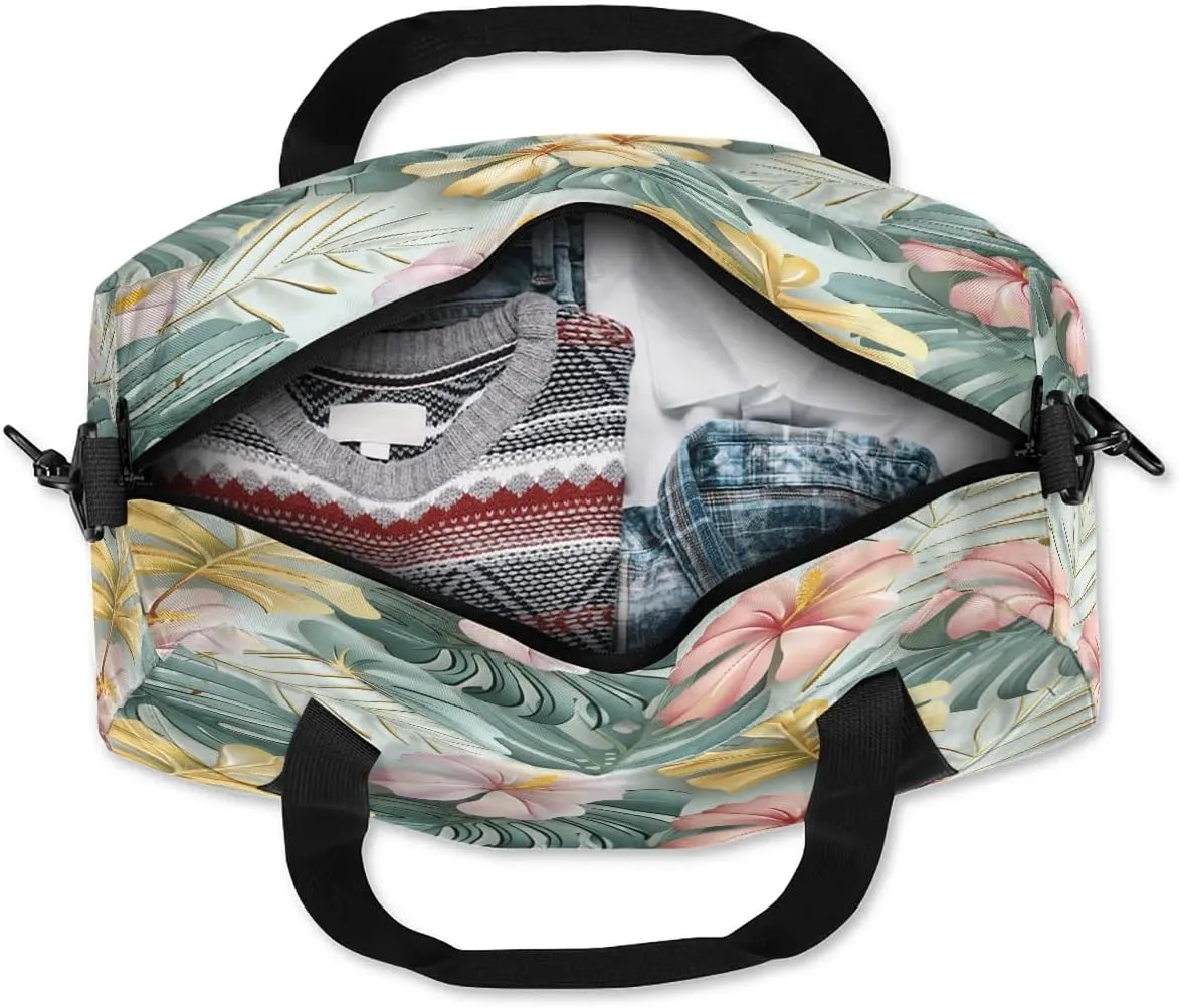 Sport Duffel Bag Flower Fern Leaves Kids Gym Bag Weekender Overnight Bags for Boys Girls Teens Carry On Workout Travel Bag