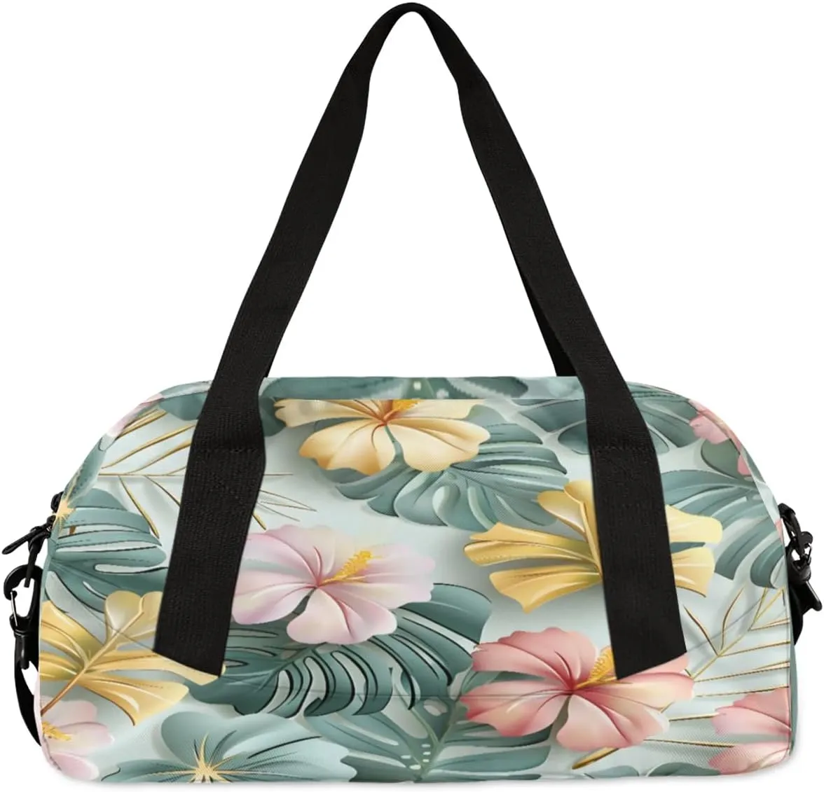 Sport Duffel Bag Flower Fern Leaves Kids Gym Bag Weekender Overnight Bags for Boys Girls Teens Carry On Workout Travel Bag