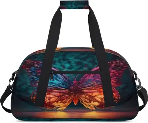 Sports Duffle Bags Travel Duffle Bag Gym Bag Weekender Travel Bag Waterproof Overnight Bag Carry On Travel Tote Bag Dance Bags -Mysterious Butterfly