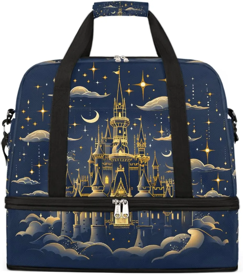 Sports Gym Bag Castle Nebula Dream Large Travel Duffel Bag With Shoe Compartment Foldable Waterproof Carry-On Weekend Travel Bags for Camping Overnight Yoga Hospital Travel Bags