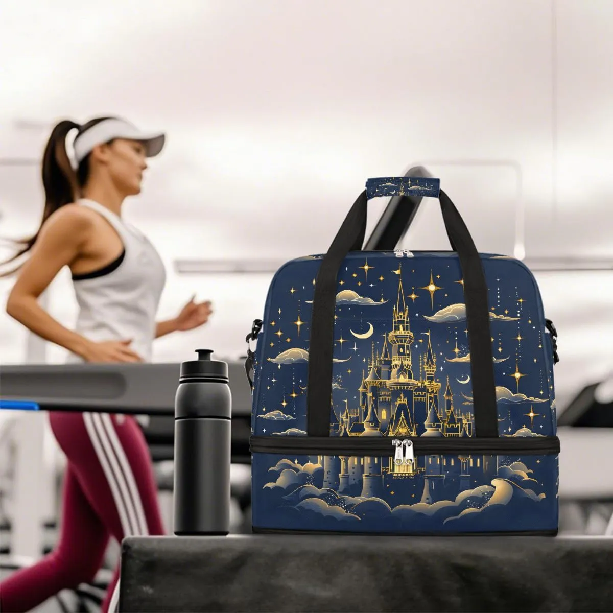 Sports Gym Bag Castle Nebula Dream Large Travel Duffel Bag With Shoe Compartment Foldable Waterproof Carry-On Weekend Travel Bags for Camping Overnight Yoga Hospital Travel Bags