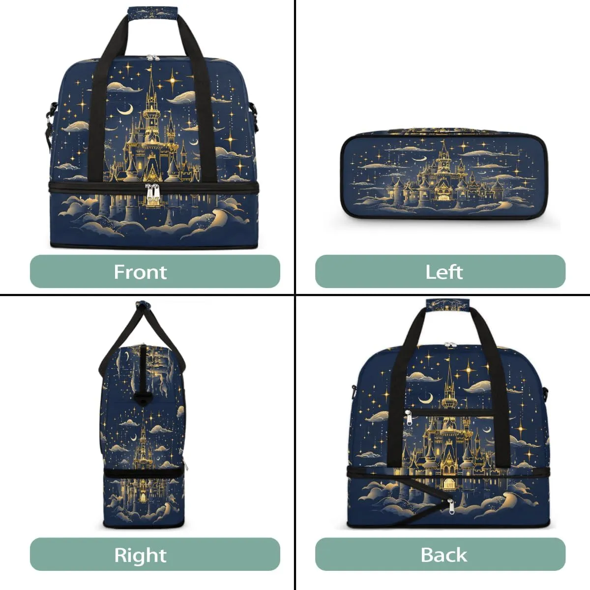 Sports Gym Bag Castle Nebula Dream Large Travel Duffel Bag With Shoe Compartment Foldable Waterproof Carry-On Weekend Travel Bags for Camping Overnight Yoga Hospital Travel Bags