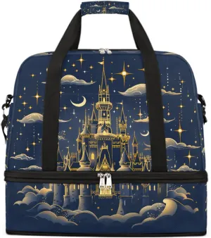 Sports Gym Bag Castle Nebula Dream Large Travel Duffel Bag With Shoe Compartment Foldable Waterproof Carry-On Weekend Travel Bags for Camping Overnight Yoga Hospital Travel Bags