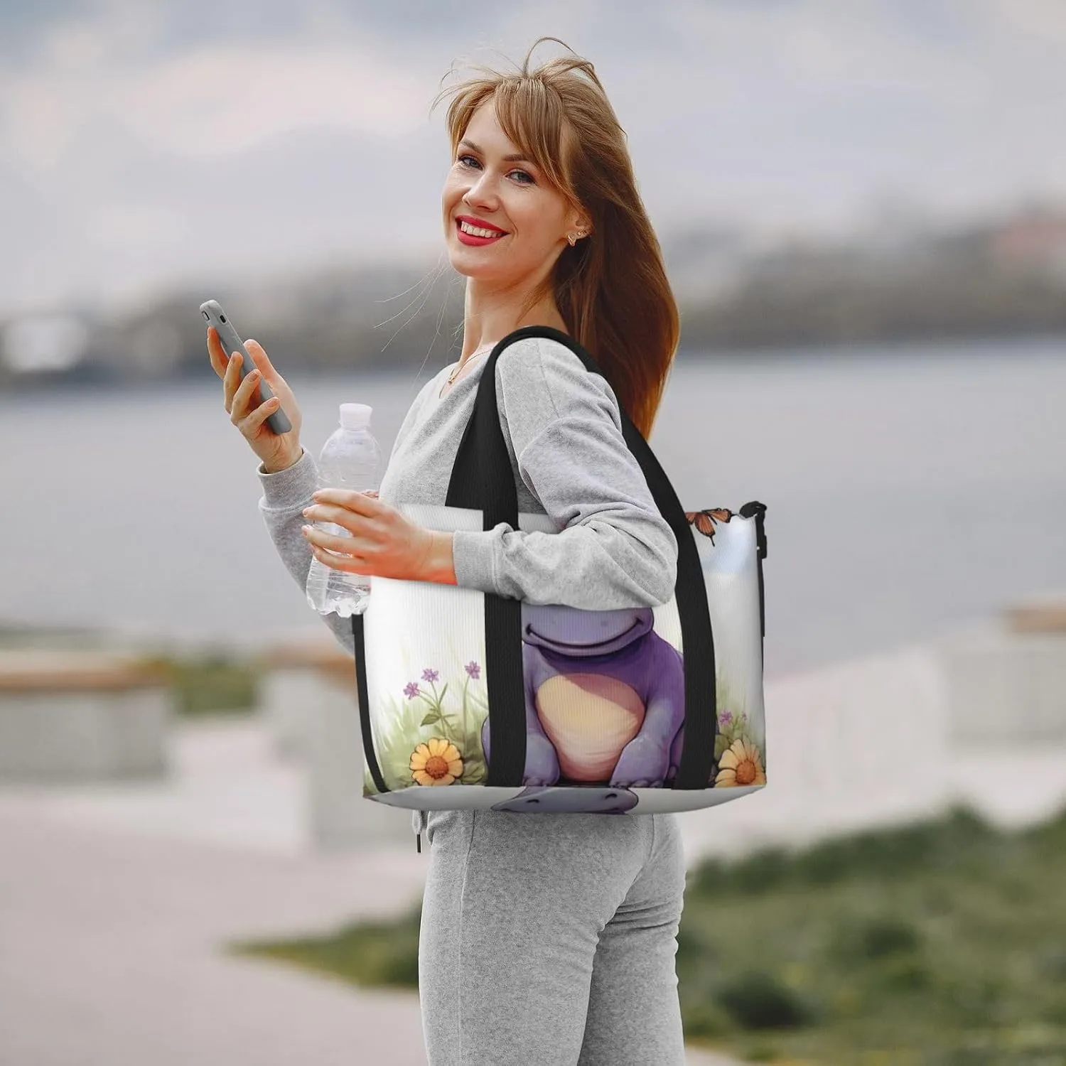 Sports Gym Bag for Women Men Travel Duffel Bag Tote Butterfly and hippo Weekender Bag Canvas Carry on Overnight Bag for Travel Swimming Fitness Workout Sports Duffle Bag
