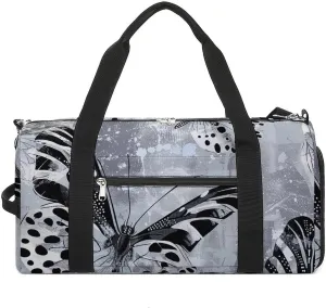 Sports Gym Bag for Women Men with Shoe And Wet Compartment Travel Duffel Bag Butterfly Wings Pattern Weekender Bag Carry on Overnight Bag for Swimming Fitness Workout Sport Duffle Bag