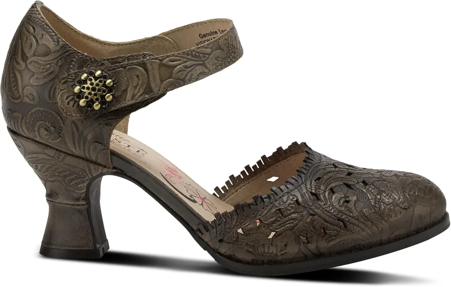 Spring Step L'Artiste Visionary Pump Shoes for Women | French Inspired Hand Painted Leather D'Orsay High Heels for Women with Ankle Strap