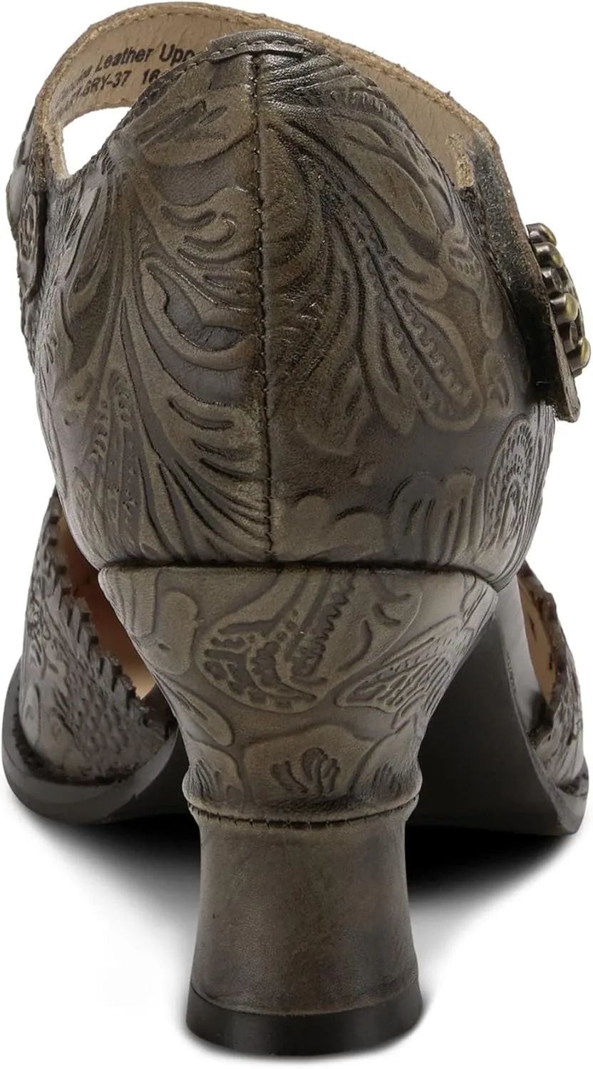 Spring Step L'Artiste Visionary Pump Shoes for Women | French Inspired Hand Painted Leather D'Orsay High Heels for Women with Ankle Strap