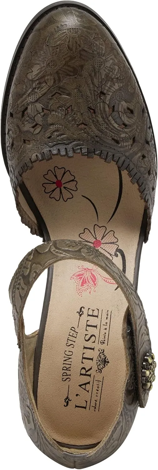 Spring Step L'Artiste Visionary Pump Shoes for Women | French Inspired Hand Painted Leather D'Orsay High Heels for Women with Ankle Strap