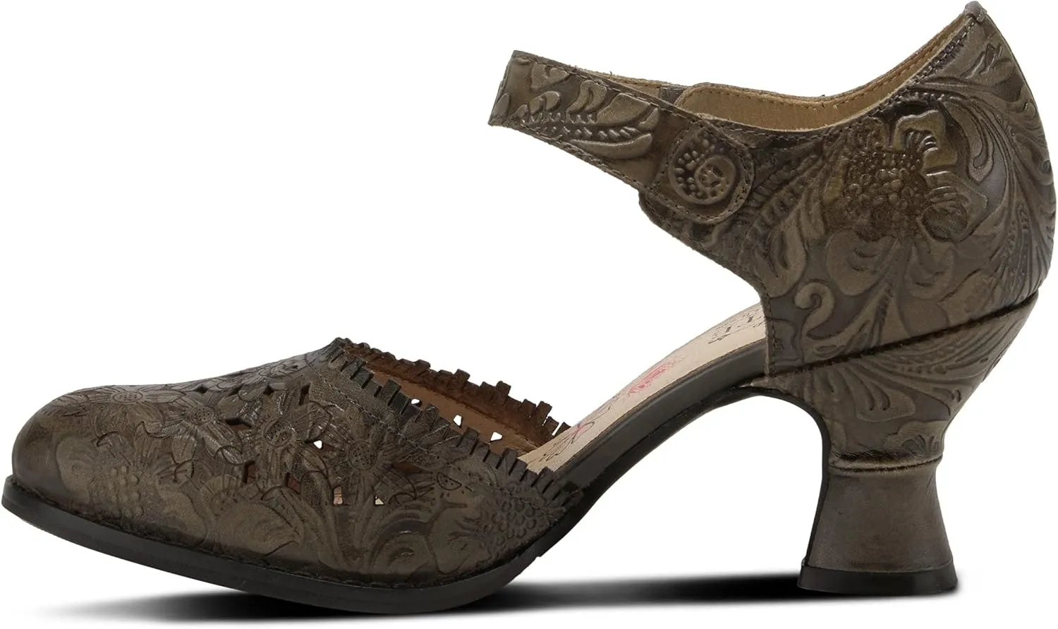 Spring Step L'Artiste Visionary Pump Shoes for Women | French Inspired Hand Painted Leather D'Orsay High Heels for Women with Ankle Strap