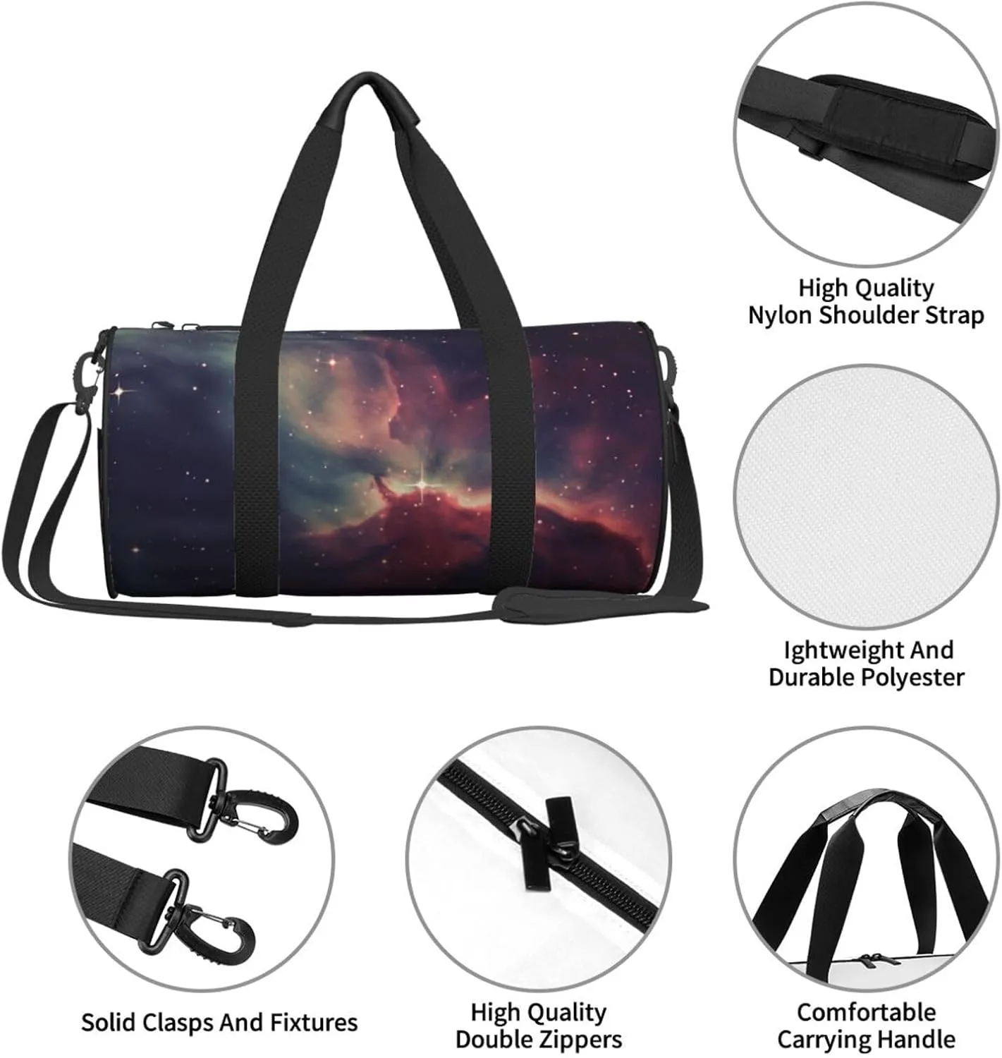 Star Field in Deep Space Travel Duffle Bag for Men Women Sport Gym Bag Foldable Weekender Bag Carry on Overnight Bag for Travel Swimming Basketball