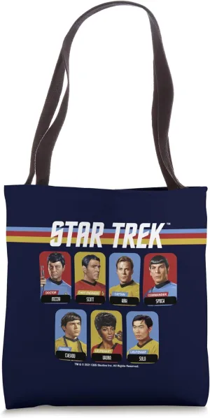 Star Trek Group Shot Boxed Portrait Retro Stripes Tote Bag