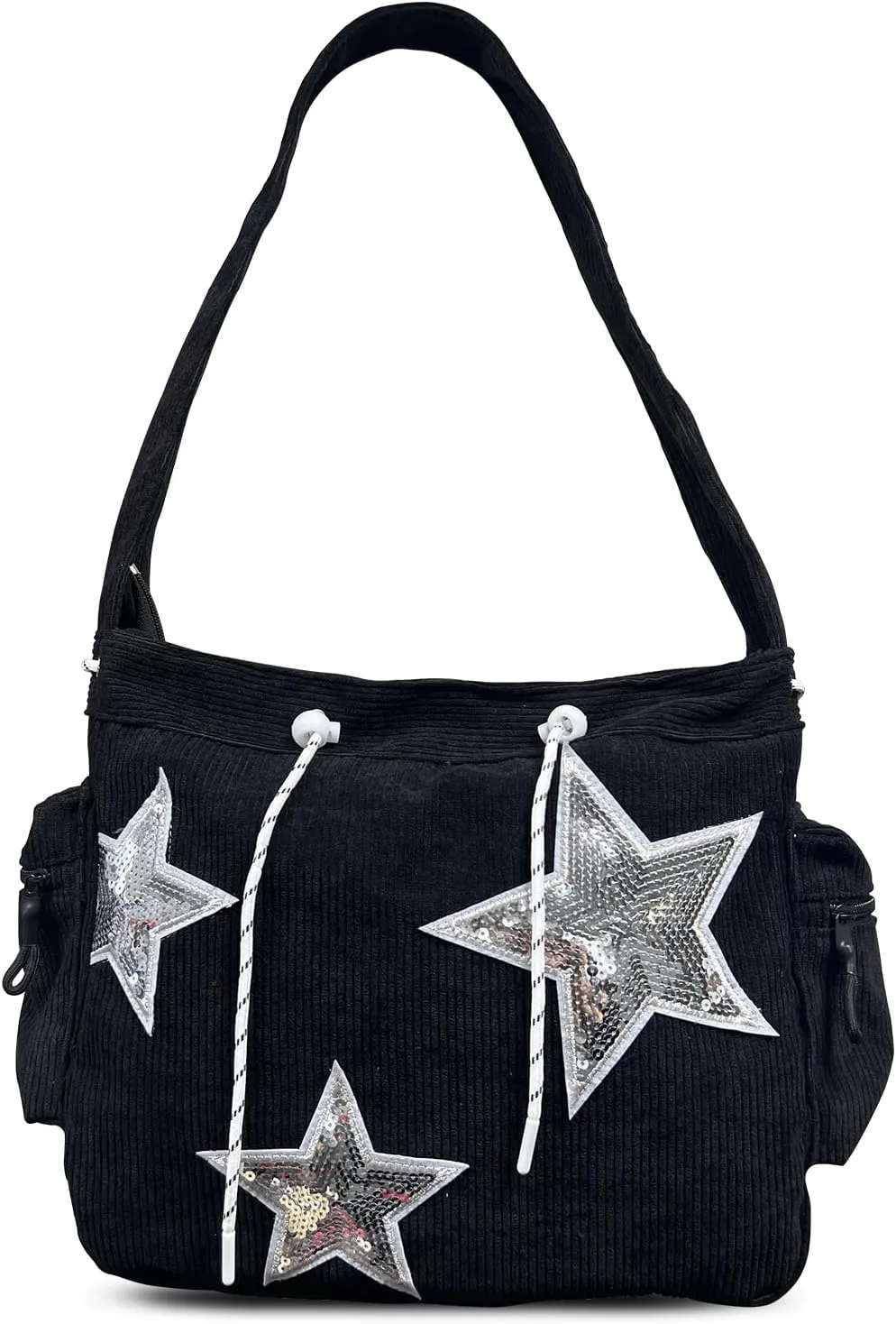 Star Y2K Tote Bag Hobo Bag for Women， Aesthetic Cute Messenger Canvas Bag Preppy Large Capacity Shoulder Bag.