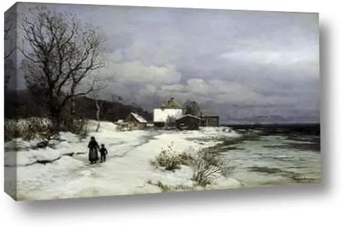 Starnberger Sea Under Snow by Anders Anderson Lundby - 10" x 16" Canvas Art Print Gallery Wrapped - Ready to Hang