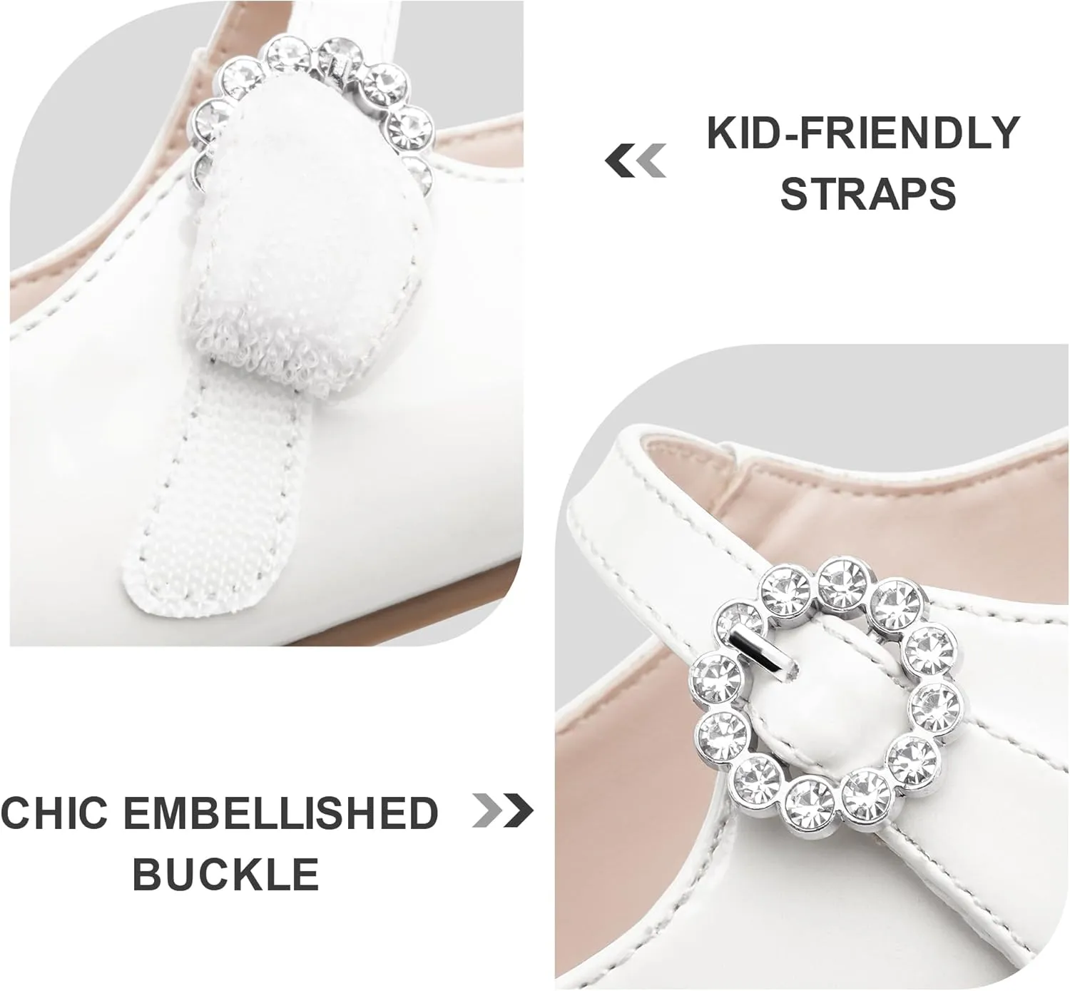 Stelle Girls Dress Shoes White Mary Jane Ballet Flats Flower School Shoes for Wedding Party Toddler/Little/Big Kid