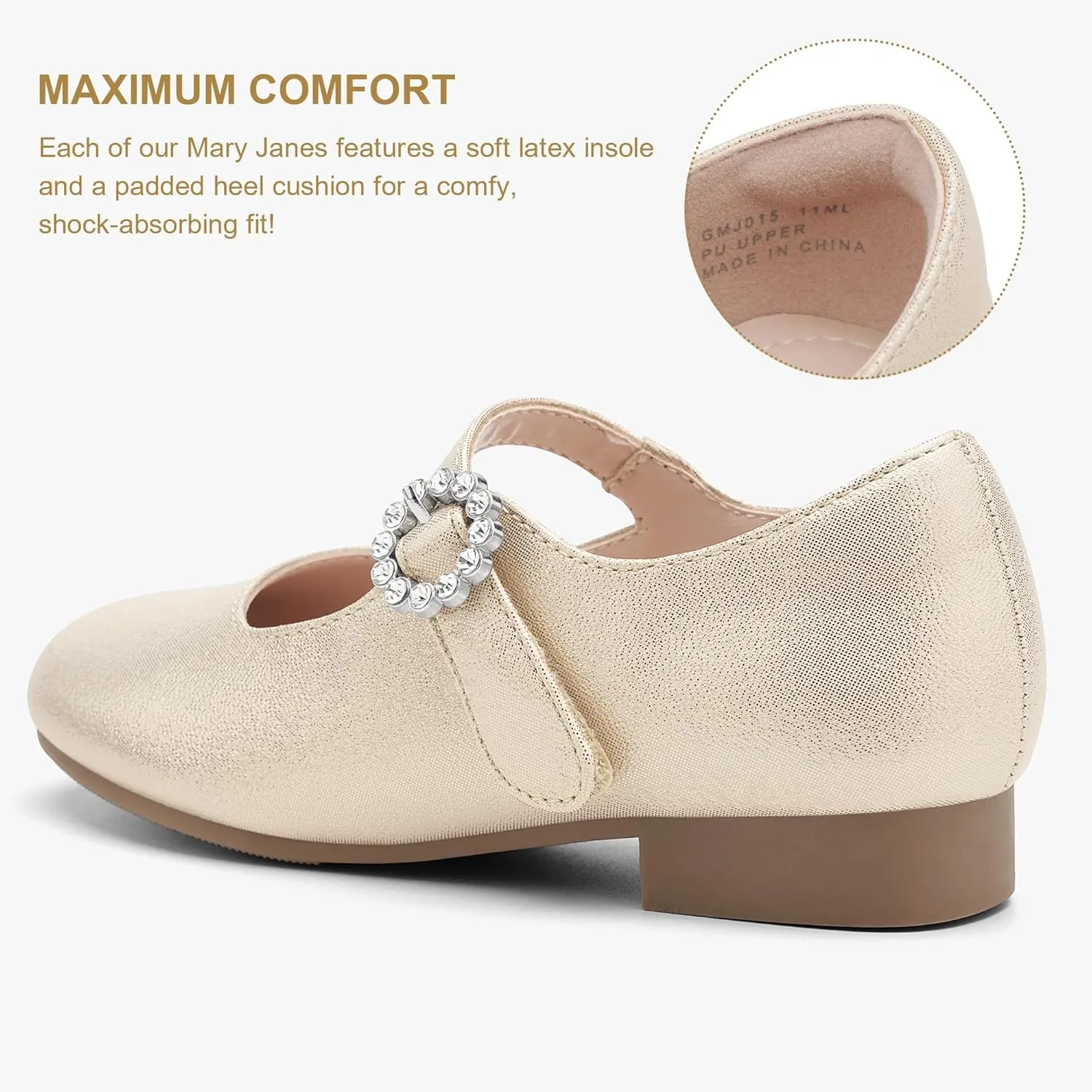 Stelle Girls Dress Shoes White Mary Jane Ballet Flats Flower School Shoes for Wedding Party Toddler/Little/Big Kid