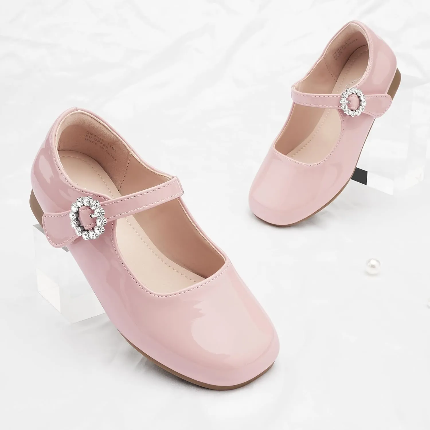 Stelle Girls Dress Shoes White Mary Jane Ballet Flats Flower School Shoes for Wedding Party Toddler/Little/Big Kid