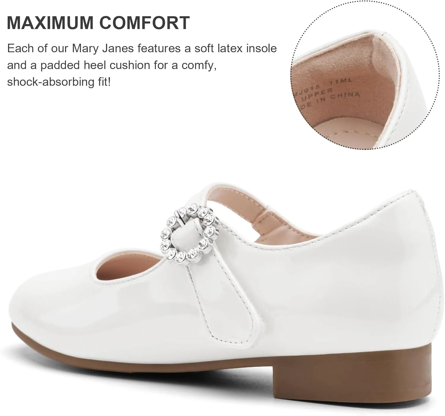 Stelle Girls Dress Shoes White Mary Jane Ballet Flats Flower School Shoes for Wedding Party Toddler/Little/Big Kid