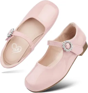 Stelle Girls Dress Shoes White Mary Jane Ballet Flats Flower School Shoes for Wedding Party Toddler/Little/Big Kid
