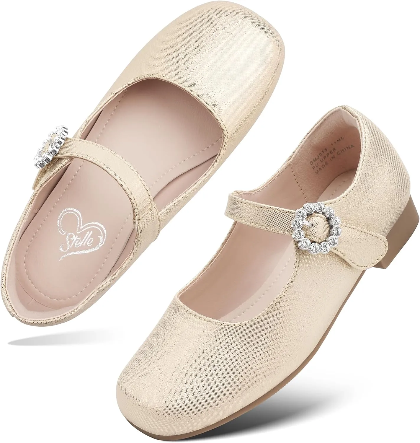 Stelle Girls Dress Shoes White Mary Jane Ballet Flats Flower School Shoes for Wedding Party Toddler/Little/Big Kid