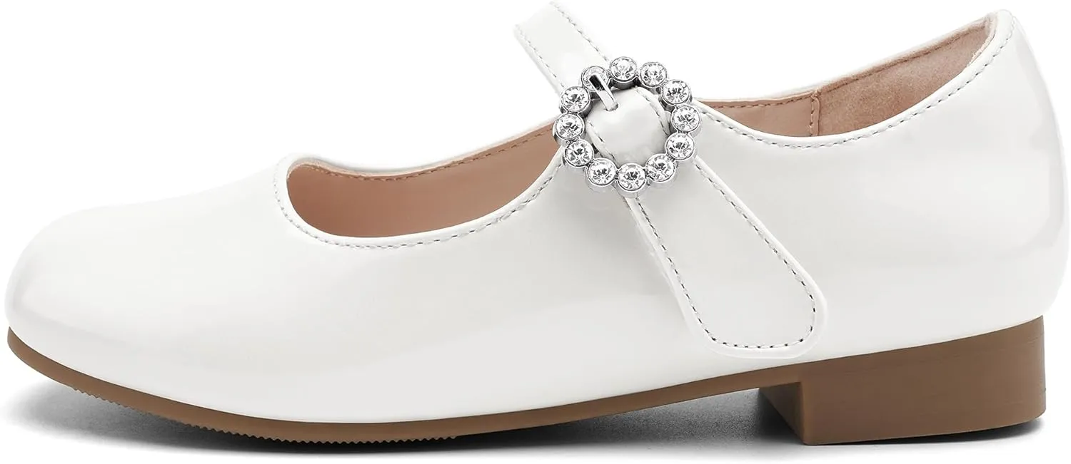 Stelle Girls Dress Shoes White Mary Jane Ballet Flats Flower School Shoes for Wedding Party Toddler/Little/Big Kid