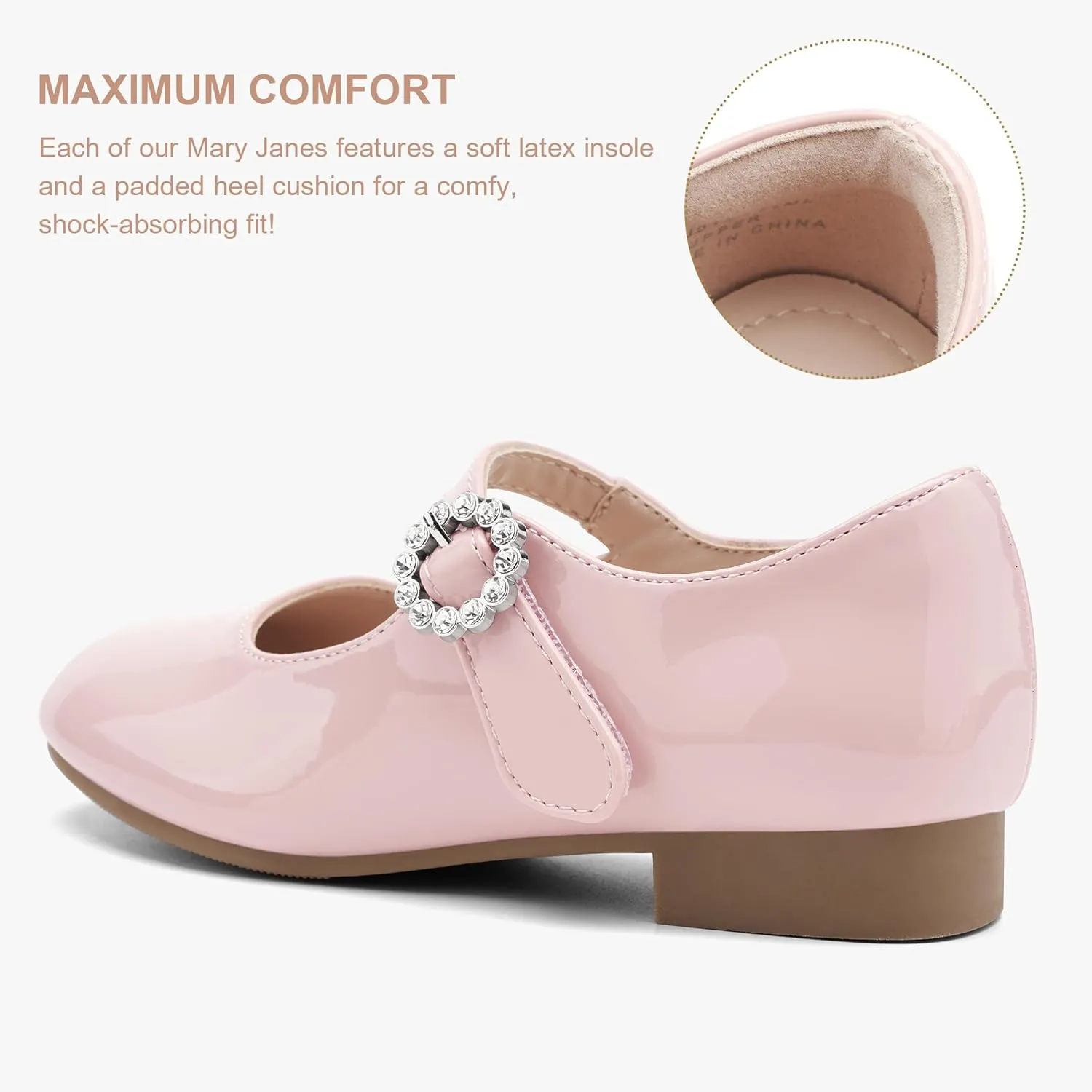 Stelle Girls Dress Shoes White Mary Jane Ballet Flats Flower School Shoes for Wedding Party Toddler/Little/Big Kid
