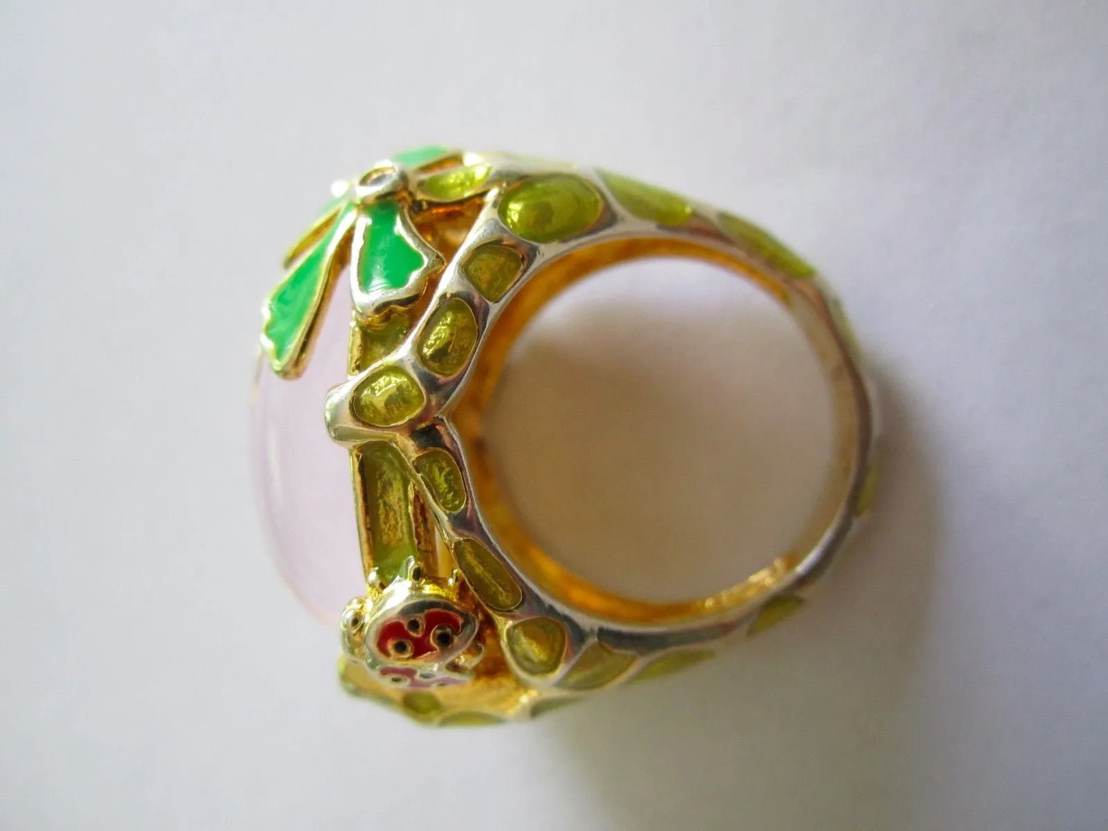 Sterling Ring, Domed Mother of Pearl w/ Enamel sz 7