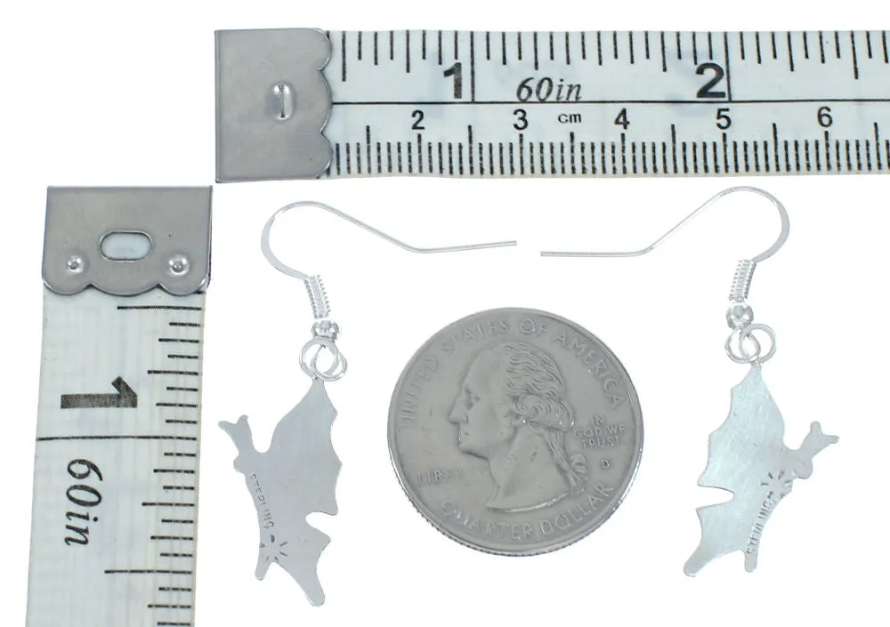 Sterling Silver Overlay Butterfly Heart Navajo Hook Dangle Earrings X10075