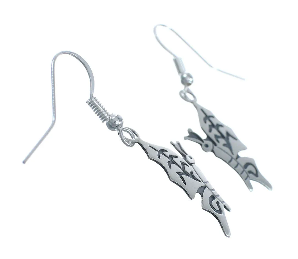 Sterling Silver Overlay Butterfly Heart Navajo Hook Dangle Earrings X10075