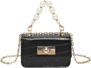 Stone Print Handbag With Chain Shoulder Bag