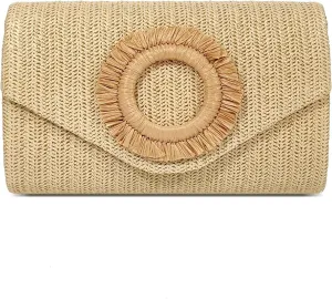 Straw Clutch Purse for Women,Summer Beach Bag,Envelope Evening Clutch Handbags for Formal Party Wedding 2025